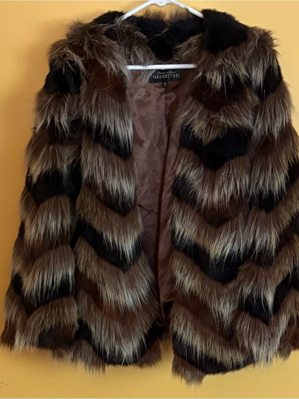 Donna Salyers Fabulous Furs Chevron Faux Fur Topper. Small